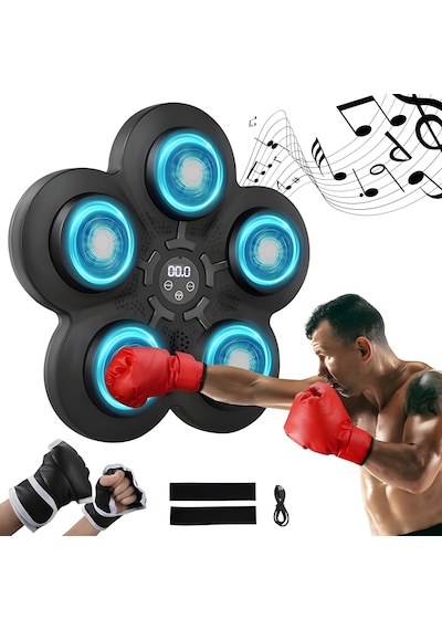 Mdhl Qb-01 Akıllı Müzikli Boks Makinesi Bluetooth Bağlantılı, Led Işıklı, Duvara Monte Antrenman Hedefi