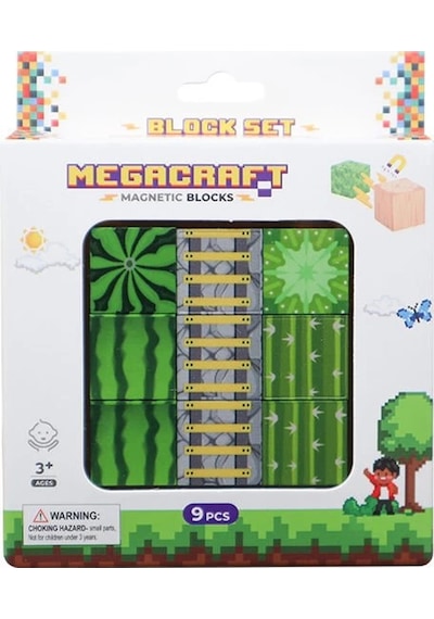 Minecraft Karpuz, Merdiven Ve Kaktüs Desenli Blok Manyetik Bloklar