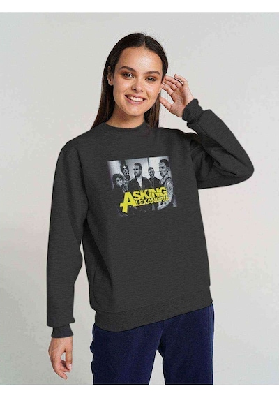Asking Alexandria Aa Baskılı Füme Antrasit Kadın Sweatshirt (534630384)