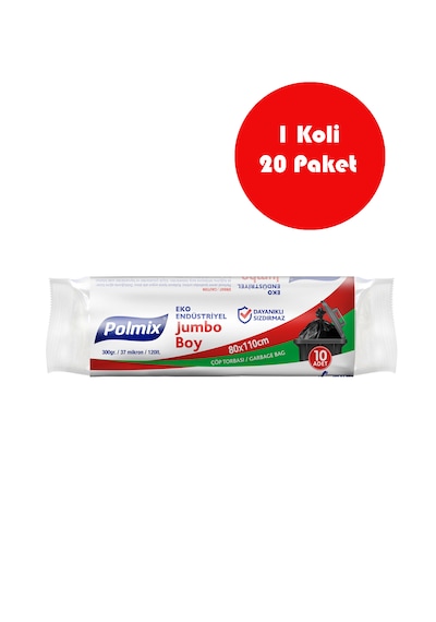 20 Adet Eko Endüstriyel Jumbo Boy 80 X 110 Cm Çöp Torbası - P30