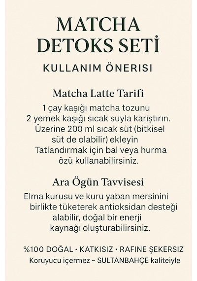 Matcha  Seti Matcha - Elma Kurusu - Yaban Mersini - Kuru Meyve  Doğal Destek