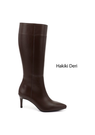 Gönderi(R) Gönderi R Kadın Kahverengi Platinum Fermuarlı İnce Topuklu Hakiki Deri Çizme Dkzc84335877 Kahverengi