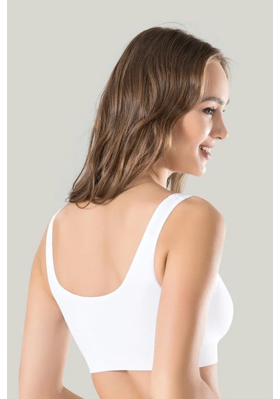 Melonika Kadın Beyaz Kalın Askılı Çıkarılabilir Pedli Örme Seamless Dikişsiz Basic Büstiyer Çok Renkli