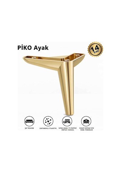 Piko 14 Cm Altın Koltuk Baza Dolap Tv Ünitesi Yatak Odası Konsol Çocuk Ve Genç Odası Ayağı Altın