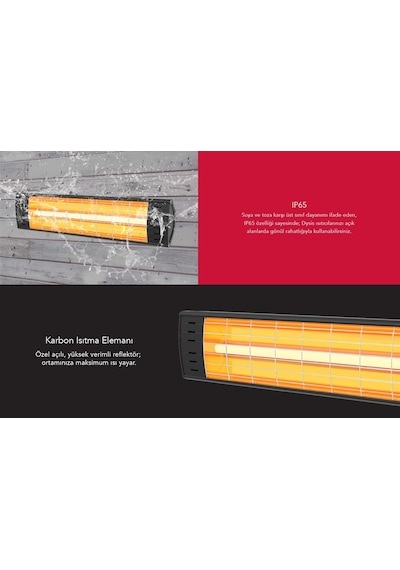 Dysis DH-7452 Art Plus Karbon Serisi IP65 Suya-Toza Dayanıklı 2300 W Siyah İç/Dış Mekan Isıtıcı