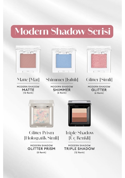 Kalıcı, Topaklanma Yapmayan, Simli Tekli Far Modern Shadow Glitter 303 Rose Space 303