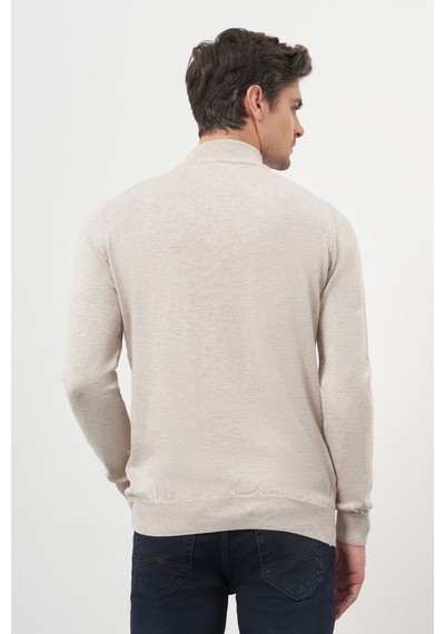 Morven Erkek Bej Basic Yarım Balıkçı Yaka Dynamic Fit Rahat Kesim Triko 26kc017001653 Bej Bej
