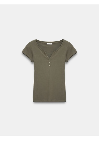 Dilvin 32688 %100 Pamuk Basic T-shirt-haki