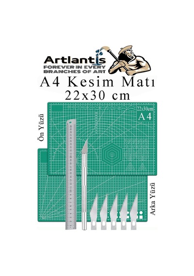 Kesim Matı A4 Kretuar Seti Ve Çelik Cevel 30 Cm 1 Adet 22x30 Cm Çift Taraflı Çizim Matı Kesme Madı Kesim Tablası Kesim Altlığı