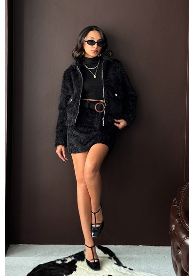Verymoda F 1984 Kemerli Etek Siyah