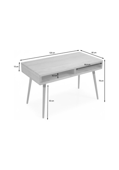 Mobenta Slot Desk Masif Çalışma & Laptop Masası, 2 Gözlü Depolama - 120 Cm, Tk Ahşap