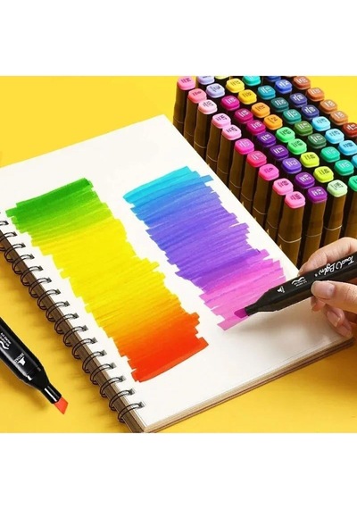 24 Renk Marker Resim Mimari Ve Grafik Tasarım Kalemi 24 Lü Çift Taraflı Marker Keçeli Kalem Seti Çok Renkli