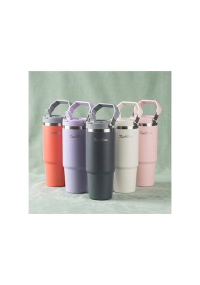 Tnt-8695835420400-gıng V200gp-020-01-pembe Paslanmaz Çelik Tutmalı Pipetli Termos Bardak 900ml