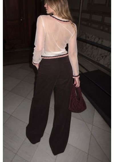 Verymoda Tül Detaylı Bluz F1634 Krem