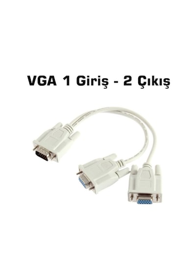 Vga To 2 Vga 25 Cm Kablo-Lale Vga Kablo Vga Çoklayici 2Li Y Kablo