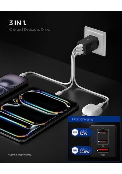 Spigen 67w Usb-c + Usb-a 3 Port Hızlı Şarj Aleti Samsung Pps 2.0 Isı Düşüren Gan Pro Akım Korumalı Pd 3.0 / Scp / Fcp Protokol Güç Adaptörü İphone & Android & İpad & Macbook Type-c Black Spigen 67w Usb-c + Usb-a 3 Port Hızlı Şarj Aleti Samsung Pps 2.0 Isı Düşüren Gan Pro Akım Korumalı Pd 3.0 / Scp / Fcp Protokol Güç Adaptörü İphone & Android & İpad & Macbook Type-c Black