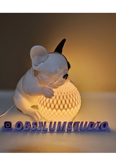 Uyuyan Fransız Buldog Masa Lambası 3d Baskı Köpek Dekoru