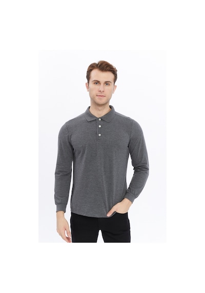 Uniprom Erkek Uzun Kollu Polo Yaka Pamuk Tişört Uzun Kollu T Shirt Antrasit Melanj Antrasit Melanj