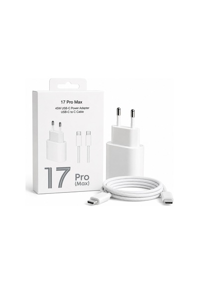 45w Type-c Hızlı Şarj Adaptörü Usb-c To C Kablo Seti 1 Metre Beyaz