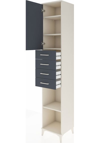 Hyperion Dolap 4 Raflı 4 Çekmeceli Tek Kapaklı 44x44x243 Aytaşı-antrasit Aytası