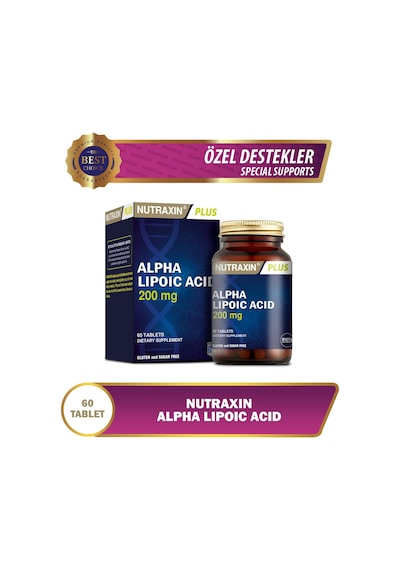 Nutraxin Alpha Lipoik Asit 200 Mg İçeren Takviye Edici Gıda 1 X 60 Kapsül Sku: Smg8690010389213