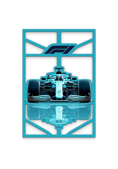 Turkuaz Formula 1 Yarış Aracı Metal Tablo 44x65 Cm Çok Renkli