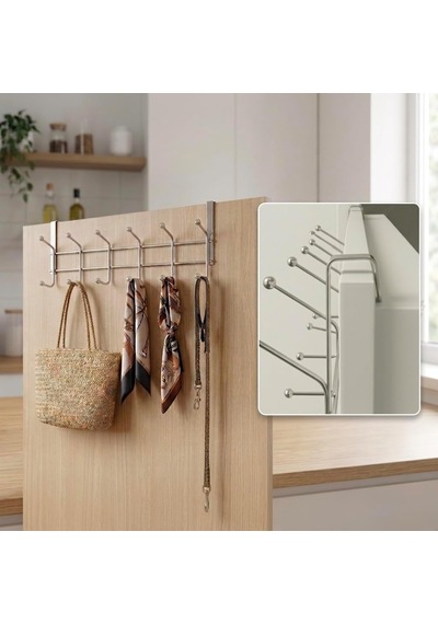 3 Adet Eski Tip Dar Kulaklı Kapı Arkası Askısı, Krom Kapı Arkası Askısı, 12 Topçuklu Askı, Paslanmaz Kapı Ü Diğer