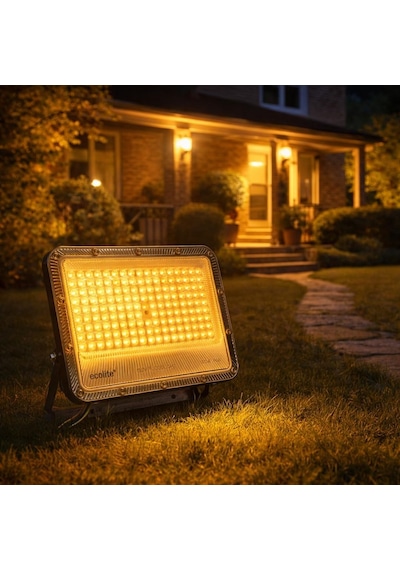 Ecolite 100w Led Projektör 8000 Lümen Ip66 Su Geçirmez Dış Mekan Floodlight Bahçe Duvar Otopark Aydınlatma 220 Volt Sarı Işık 3000k &