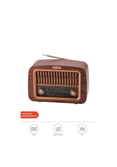 Torima D-59 Ahşap Nostalji Radyo Kablosuz Bluetooth Hoparlör