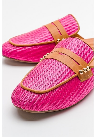 Luvishoes 165 Hakiki Deri Pembe Hasır Kadın Terlik Pembe