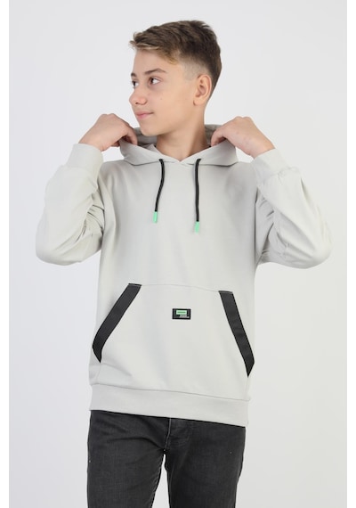 Kapüşonlu Kanguru Cepli 2 İplik Mevsimlik Erkek Çocuk Sweatshirt-90920 Gri
