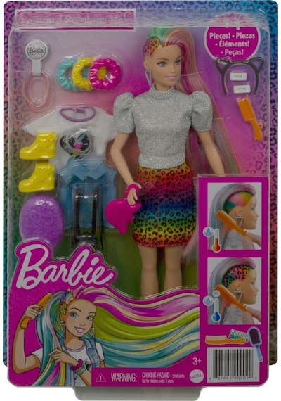 Barbie Leopar Gökkuşağı Saçlı Bebek - Grn81-Grn80