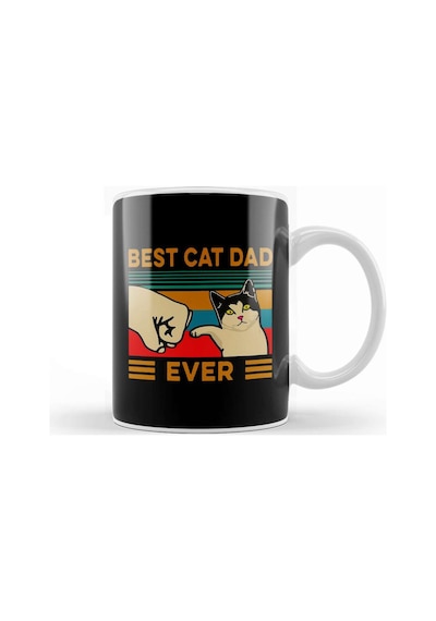 Best Cat Dad Ever Funny Cat Daddy Father Day Vintage 07 Kupa Bardak Porselen Karışık