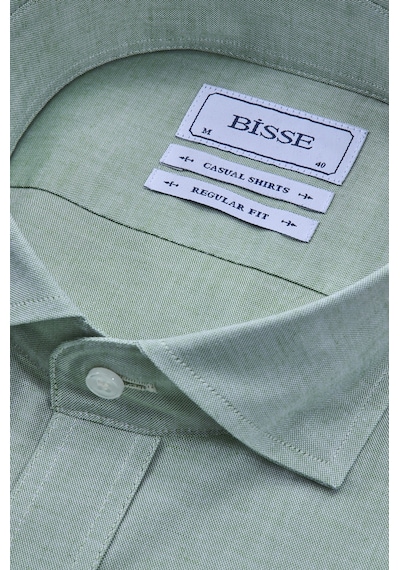 Bisse Alttan Birit Yaka Düğmeli Regular Fit Uk Gömlek Yeşil Gmoka1224003 D47 Yeşil