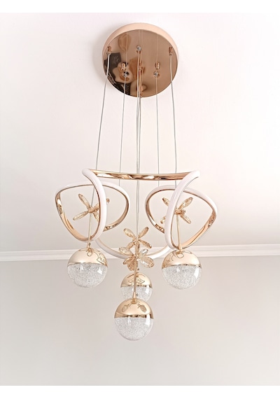 Livora Lighting Alice Modern Sarkıt Kelebekli Kademeli Ledli Avize Altın - Gold