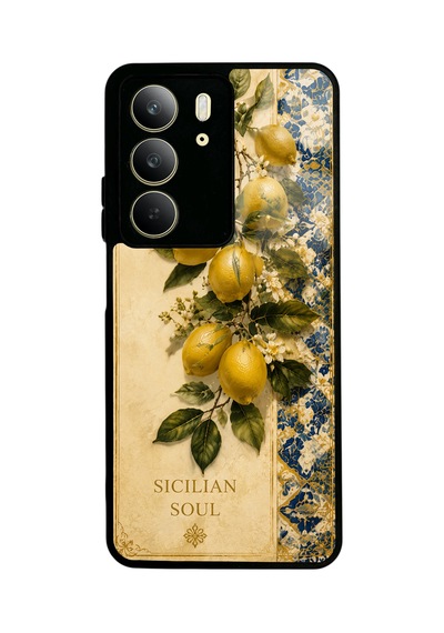 Realme C75 Sicilian Lemon Garden Tasarımlı Glossy Telefon Kılıfı Sarı
