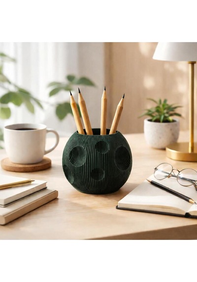 Minimalist Beyaz Kalemlik - Estetik Çalışma Masası Aksesuarı 3d Tasarım