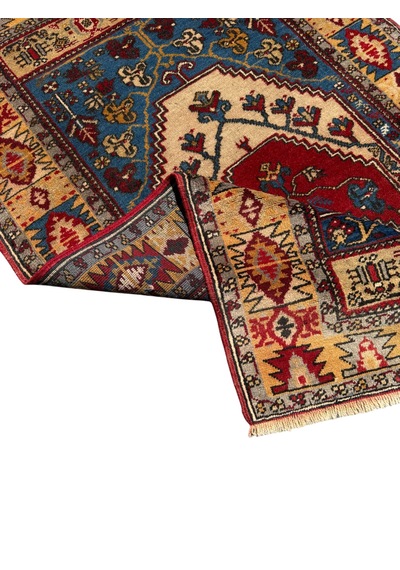 El Dokuma Hatalı Yahyalı Seccade Namazlık 100x157 Kök Boya Yün Halı Renkli