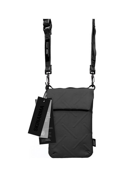 Skinarma Çapraz Vücut Çantası Sling Pouch Juno Cross-hatch Naylon Scout Boyun Askı Kayışlı Siyah