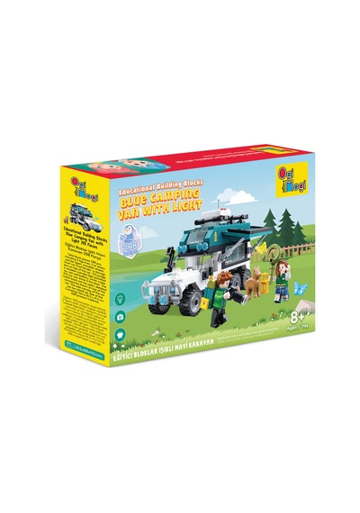 Ogi Mogi Toys Eğitici Bloklar Işıklı Mavi Karavan 298 Parça,  Yapı Seti