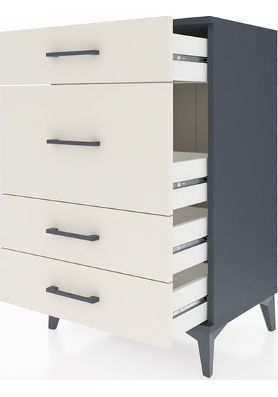 Hyperion Komodin 4 Çekmeceli 60x44x96 Antrasit-aytaşı Antrasit