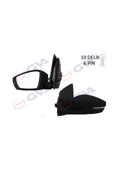 Gva Dış Dikiz Aynası Sol Polo 09 Elektrikli Isıtmalı Sinyalli Asferik 6 Fiş Vm-388nehal Gva 1075455 6r1857507k 6r1857507m