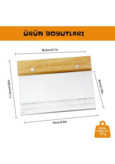 Alvin-bambu Saplı Paslanmaz Spatula Hamur Kesici Şekillendirici Çelik Bej Diğer