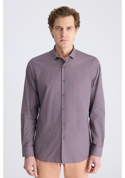 Twn Slim Fit Karma Renk Baskılı %100 Pamuklu Gömlek 1ec02ad01288m Z02
