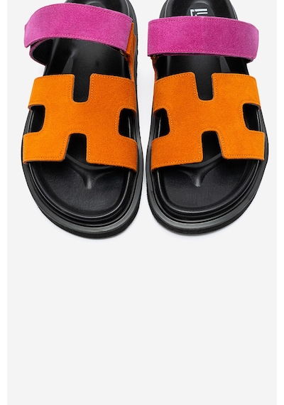 Luvishoes Luvi Shoes Morte Fuşya-turuncu Süet Hakiki Deri Kadın Terlik Fuşya - Turuncu