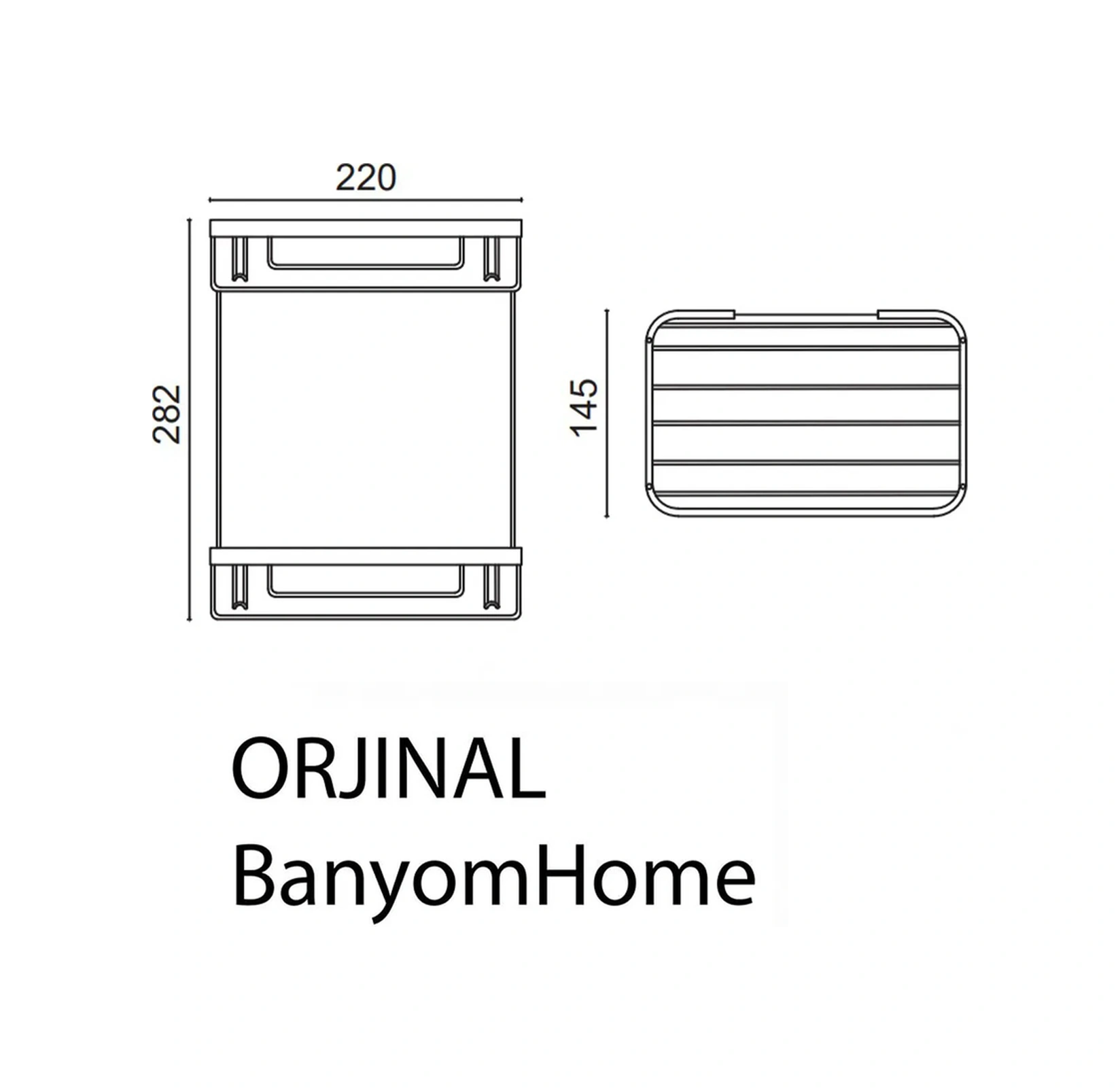 Çelik Banyo Paslanmaz Pirinç Mat Siyah Taci 22x15 Cm Şampuanlık Banyo Rafı Siyah