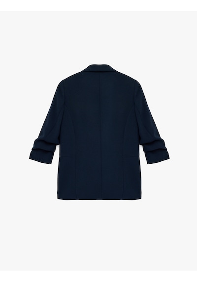 Koton Şal Yaka 3/4 Kollu Uzun Blazer Ceket Lacivert 6sak50004uw Lacivert