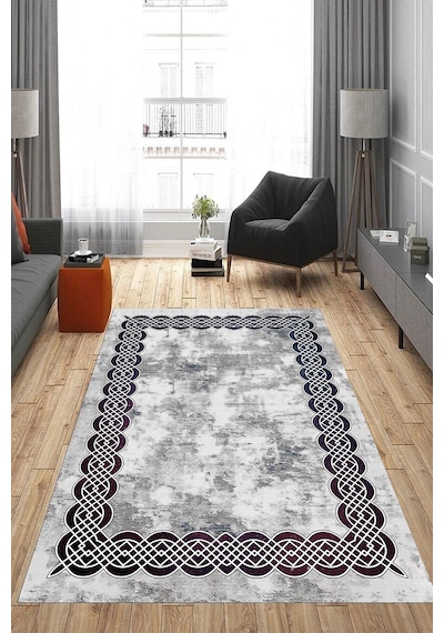 Eliana Home Dijital Baskı Yıkanabilir Kaymaz Taban Salon Halısı Ve Yolluk Rvg0975-fnl224 Gri