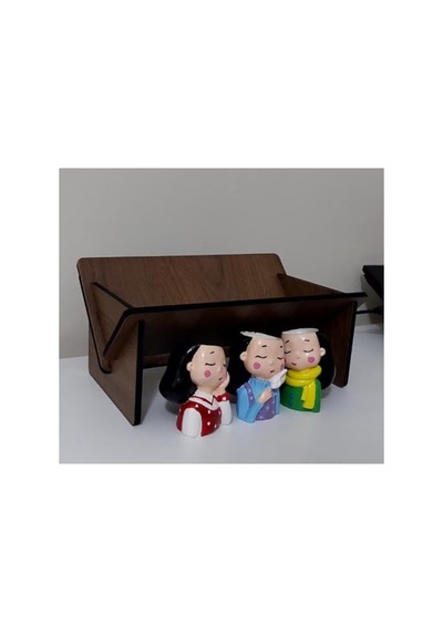 Mini Ahşap Masaüstü Kitaplık, 34 Cm Ve 50 Cm Seçenekleri Abanoz - Beyaz