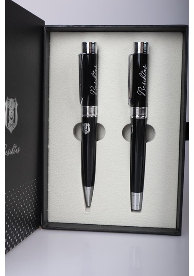 Beşiktaş Dekomus İle Lisanslı Kutulu 2'li Dolma Kalem & Tükenmez Kalem Premium Set "dekomus Özel Kutu" 165-Koyu Yeşil